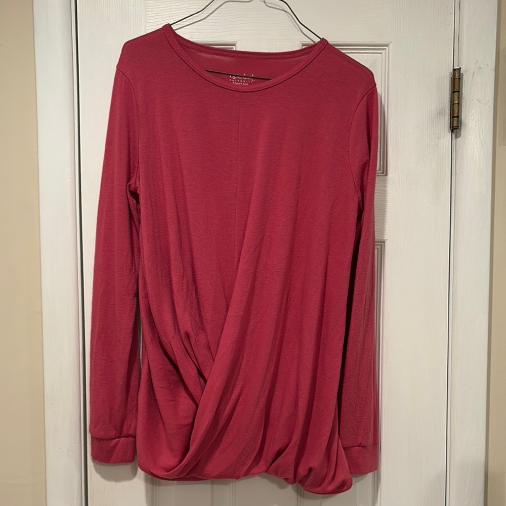 Isabel Maternity by Ingrid & Isabel Pink Asymmetrical Blouse with Relaxed Fit